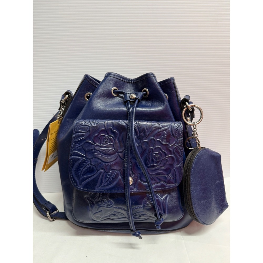 Patricia Nash SABINA Leather Crossbody Drawstring Bag Plus Pouch PATRIOT BLUE - Picture 2 of 12